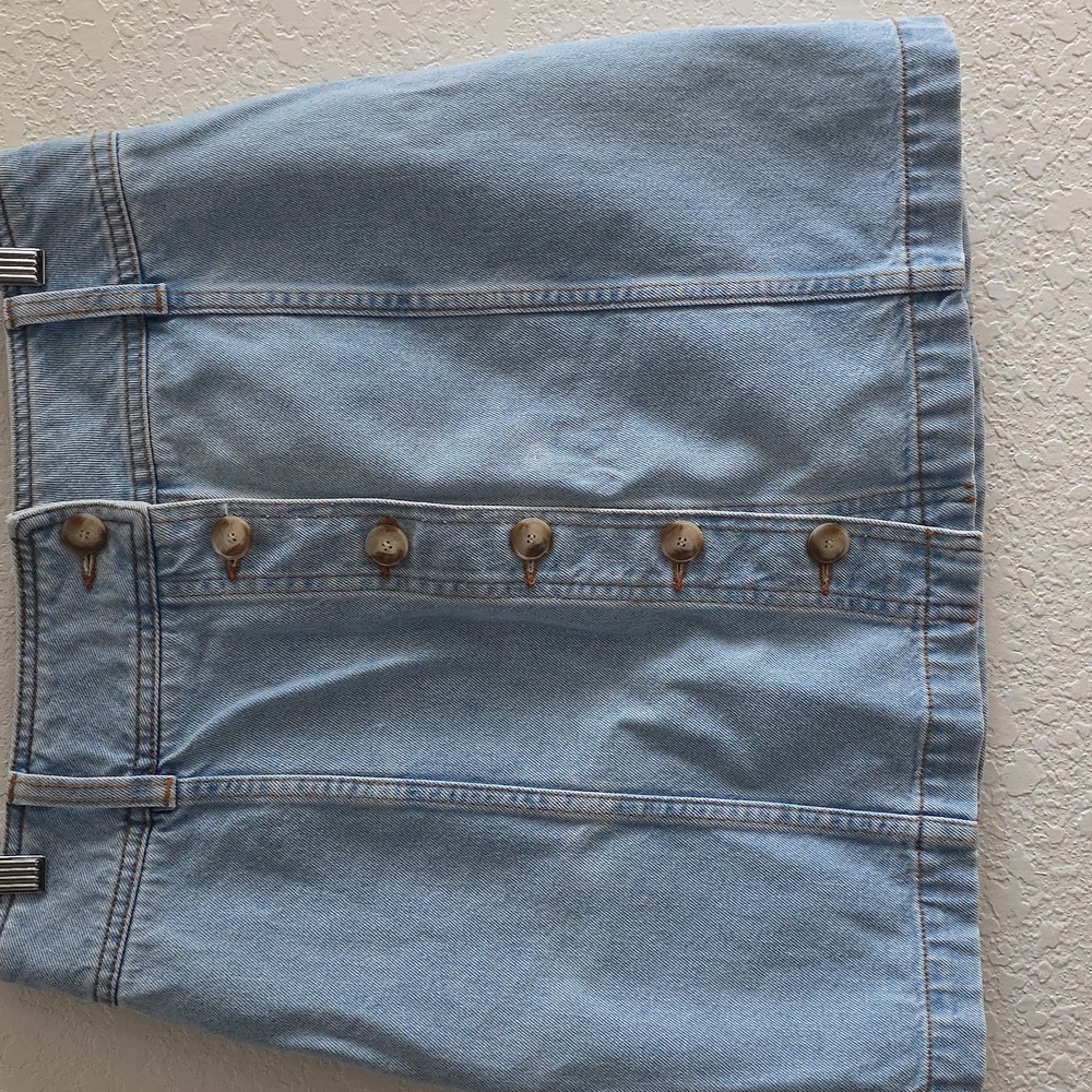 Sezane Light Blue Denim Button-Front Mini Skirt